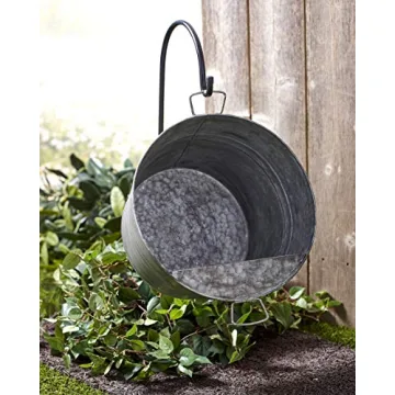 Charming Galvanized Pail Planter with Sturdy Hook