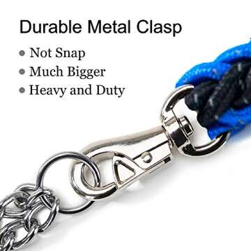 HIPIPET Braided Dog Leash and Collar Set Highly Reflective Explosion-Proof Rope Chain for Large and Medium Dogs (Black and Blue, XL)