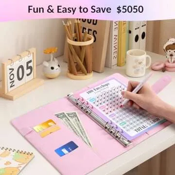 Sooez 100 Envelopes Money Saving Challenge, A5 Savings Challenge Book to Save $5,050, Money Saving B...