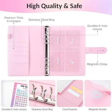 Sooez 100 Envelopes Money Saving Challenge, A5 Savings Challenge Book to Save $5,050, Money Saving Binder with Reusable Tracker, Save Challenge Book Challenge Kit with Cash Envelope, Purple