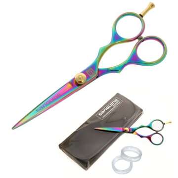 Hair Scissors for all Hair Types, 5.5 inch, Presentation Case & Tip Protector. Suitable for Hairdres...