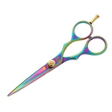 Hair Scissors for all Hair Types, 5.5 inch, Presentation Case & Tip Protector. Suitable for Hairdressers, Barbers, Professionals, Personal Use and for Beard or Moustache Trimming. Titanium