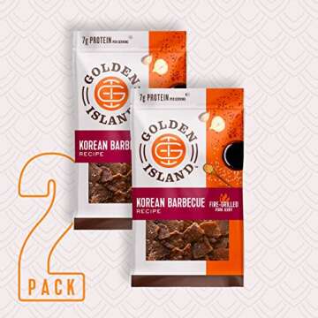 Golden Island Pork Jerky Korean BBQ Flavored, Specialty Meat Snack, Gluten Free with Korean Barbecue...