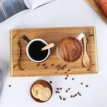 Buy KKC HOME ACCENTS Ceramic Mug Set with Bamboo Tray