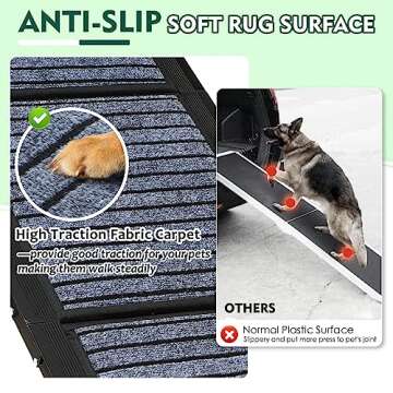 Longest 71" Dog Car Ramps Large Dogs,Foldable Dog SUV & Truck Ramp with Non-Slip Rug Surface,Pet Ramp Stairs for Outdoor Steps,Extra Long Dog Ramps for Medium & Large Dogs Get Into a Car, SUV & Truck