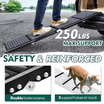 Longest 71" Dog Car Ramps Large Dogs,Foldable Dog SUV & Truck Ramp with Non-Slip Rug Surface,Pet Ramp Stairs for Outdoor Steps,Extra Long Dog Ramps for Medium & Large Dogs Get Into a Car, SUV & Truck