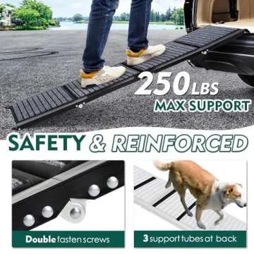 Longest 71" Dog Car Ramps Large Dogs,Foldable Dog SUV & Truck Ramp with Non-Slip Rug Surface,Pet Ramp Stairs for Outdoor Steps,Extra Long Dog Ramps for Medium & Large Dogs Get Into a Car, SUV & Truck