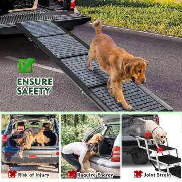 Longest 71" Dog Car Ramps Large Dogs,Foldable Dog SUV & Truck Ramp with Non-Slip Rug Surface,Pet Ramp Stairs for Outdoor Steps,Extra Long Dog Ramps for Medium & Large Dogs Get Into a Car, SUV & Truck