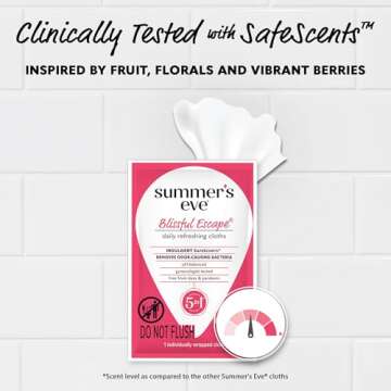 Summer's Eve Blissful Escape Daily Refreshing Feminine Wipes, Removes Odor, pH Balanced, 12 Count, 1 Pack