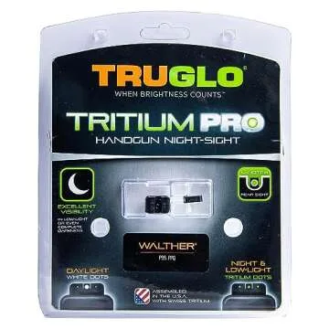 TRUGLO Tritium Pro Night Sights, Compatible with Walther P99 and PPQ | Compact Durable Glow-in-The-Dark Front & Rear Handgun Sight Set with White Focus Lock Front Ring