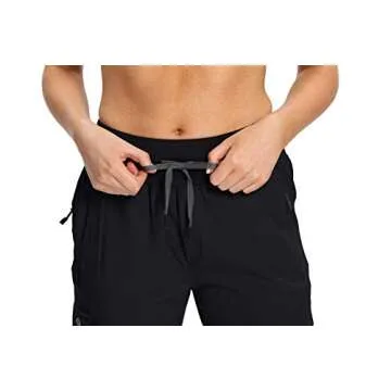 RlaGed Women’s Cargo Hiking Pants Lightweight Joggers Quick Dry Water Resistant Outdoor Fishing UPF 50+ Sweatpants with Zipper Pockets Black l
