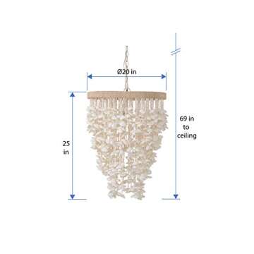 Kouboo 1050127 Seashell Ceiling Chandelier, White