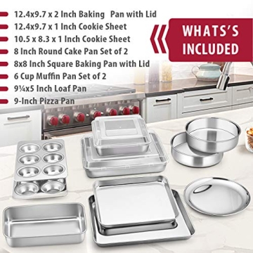 E-far 12-Piece Non-Toxic Stainless Steel Bakeware Set