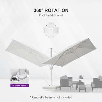 PURPLE LEAF 10 FT Patio Umbrella White Cantilever Umbrella Aluminum Square Outdoor Offset Umbrella Hanging Windproof with 360° Rotation for Garden Deck Pool, White