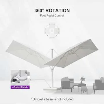 PURPLE LEAF 10 FT Patio Umbrella White Cantilever Umbrella Aluminum Square Outdoor Offset Umbrella Hanging Windproof with 360° Rotation for Garden Deck Pool, White
