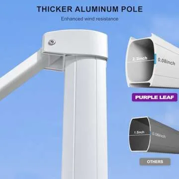 PURPLE LEAF 10 FT Patio Umbrella White Cantilever Umbrella Aluminum Square Outdoor Offset Umbrella Hanging Windproof with 360° Rotation for Garden Deck Pool, White