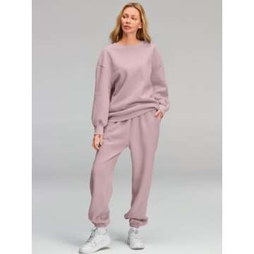 AUTOMET Sweatsuits for Women Set 2 Piece Outfits Oversized Sweatshirt Fall Outfits 2025 Lounge Sets Pullover Casual Trendy Y2k Clothing Sweatpants with Pockets DarkPink M