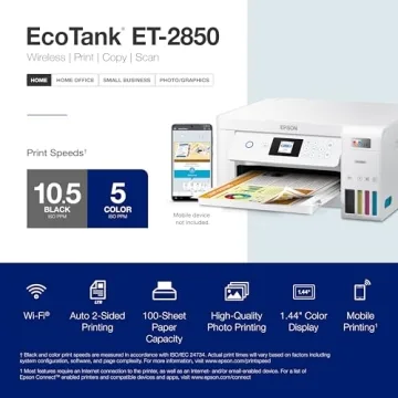 Epson EcoTank ET-2850 Wireless Color All-in-One Cartridge-Free Supertank Printer with Scan & ® Workforce® Pro WF-3820 Wireless Color Inkjet All-in-One Printer, Black Large