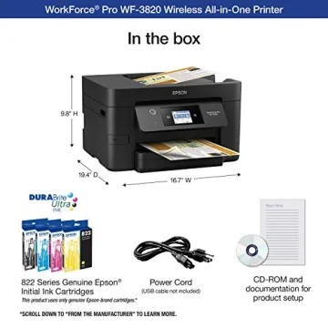 Epson EcoTank ET-2850 Wireless Color All-in-One Cartridge-Free Supertank Printer with Scan & ® Workforce® Pro WF-3820 Wireless Color Inkjet All-in-One Printer, Black Large