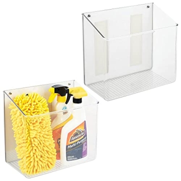 mDesign Clear Plastic Wall Mount Storage Baskets 2 Pack