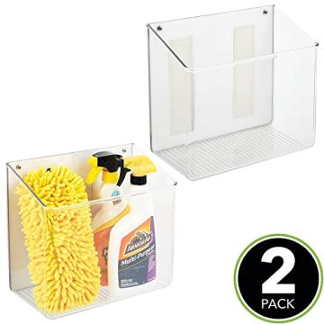 mDesign Clear Plastic Wall Mount Storage Baskets 2 Pack