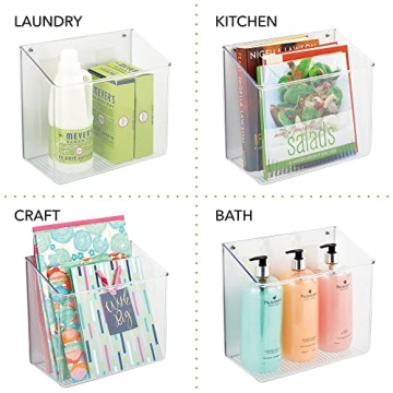 mDesign Clear Plastic Wall Mount Storage Baskets 2 Pack