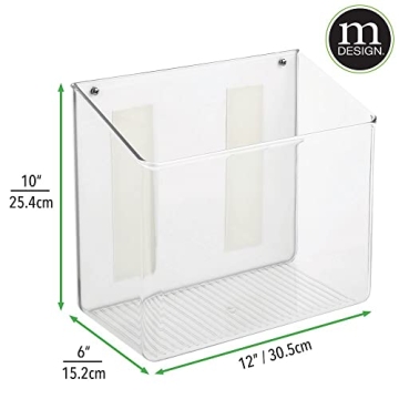 mDesign Clear Plastic Wall Mount Storage Baskets 2 Pack