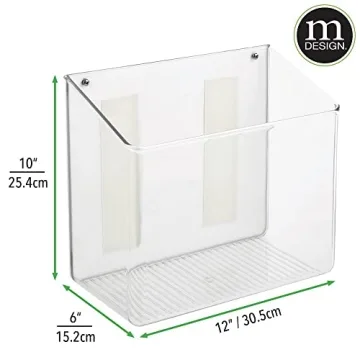 mDesign Clear Plastic Wall Mount Storage Baskets 2 Pack