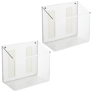 mDesign Clear Plastic Wall Mount Storage Baskets 2 Pack