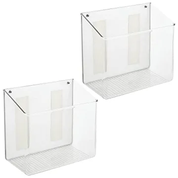 mDesign Clear Plastic Wall Mount Storage Baskets 2 Pack