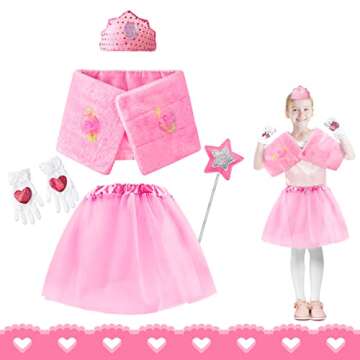 Jeowoqao Little Girls Dress up Costume Princess Dress up Trunk, Pop Star, Fairy, Princess, Bride Costumes Outfits 21pcs for Little Girls Age from 3 4 5