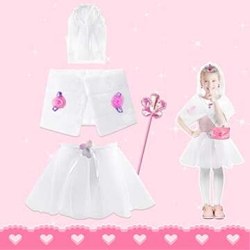 Jeowoqao Little Girls Dress up Costume Princess Dress up Trunk, Pop Star, Fairy, Princess, Bride Costumes Outfits 21pcs for Little Girls Age from 3 4 5