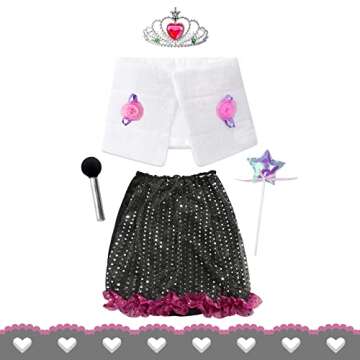 Jeowoqao Little Girls Dress up Costume Princess Dress up Trunk, Pop Star, Fairy, Princess, Bride Costumes Outfits 21pcs for Little Girls Age from 3 4 5