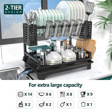 B-Land 2-Tier Dish Drying Rack - Efficient Kitchen Solution