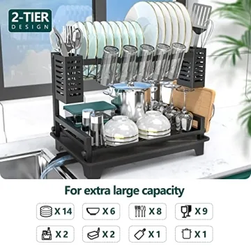 B-Land 2-Tier Dish Drying Rack - Efficient Kitchen Solution