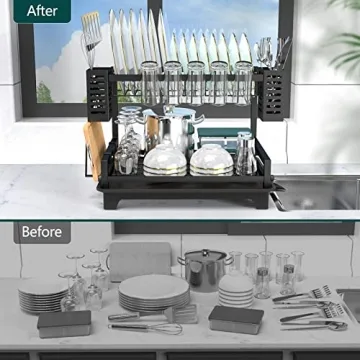 B-Land 2-Tier Dish Drying Rack - Efficient Kitchen Solution
