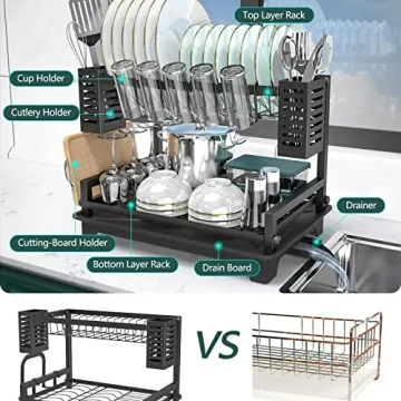 B-Land 2-Tier Dish Drying Rack - Efficient Kitchen Solution