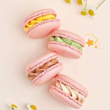 Sijiangmold 6-Cavity 3D Macaron Hamburger Silicone Molds Macaron Fondant Mold For Cake Decorating Cupcake Topper Chocolate Candy Gum Paste