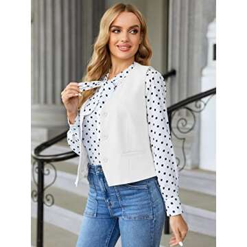GAMISOTE Women Buttons Vest Crop Vintage Sleeveless V Neck Casual Chiffon Waistcoat White