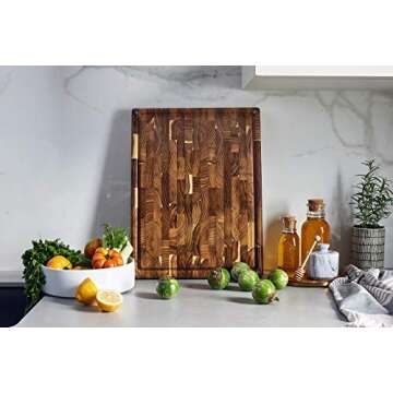 Sonder Teak Wood Cutting Board with Juice Groove & Compartments