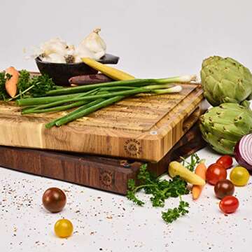 Sonder Teak Wood Cutting Board with Juice Groove & Compartments
