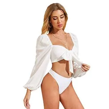 Stylish Romwe Sweetheart Neck Long Sleeve Crop Top