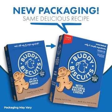 Buddy Biscuits 16 oz. Box of Crunchy Dog Treats Made with Bacon & Cheese