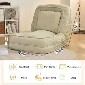 TAMUBAKS Lazy Sofa Couch, 5 Adjustable Position, Floor Sofa Fits with 2 Pillows, Folding Tatami Lazy...
