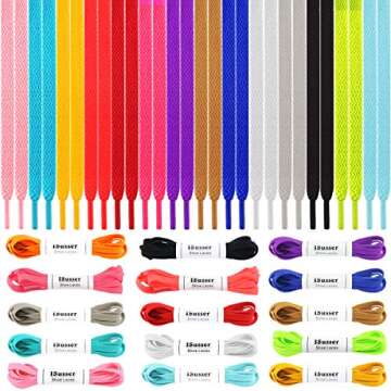 ISUSSER 15 Pairs of 45" Vibrant Flat Athletic Shoe Laces for Every Style