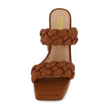 CUSHIONAIRE Women's Aurora braided platform sandal +Memory Foam and Wide Widths Available, Tan 9