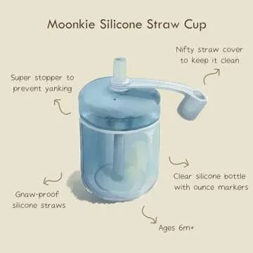 Moonkie Baby Straw cup | Silicone Toddler Sippy Cup Training Cup with Straw Lid | BPA-Free Drop-Proof Baby Cup | Baby Led Weaning | 6 Months+, 5 oz, 2pack