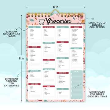 Decorably Floral Pink Grocery List Pad - 52 Magnetic Sheets