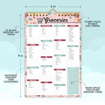 Decorably Floral Pink Grocery List Pad - 52 Magnetic Sheets