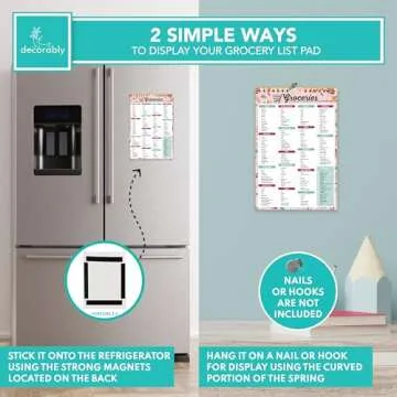 Decorably Floral Pink Grocery List Pad - 52 Magnetic Sheets